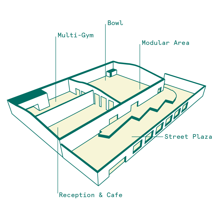 The Loading Bay Skatepark layout plan